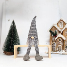 Bábóg Santa Gnome Cosach Fada le Rudolph, Maisiúcháin Nollag Gan Aghaidh Donn 17" le Hata Féasógach, Bronntanas Saoire Liath