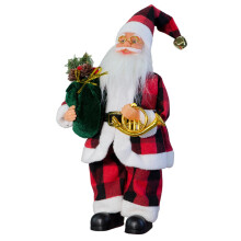 Kerstdecoratie met kerstmanpop, 30 cm grote feestelijke kerstmanfiguur voor op tafel, feestdecoratie voor binnen en buiten.