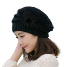 Modieuze damesmuts met bloemenmotief, gebreide en gehaakte print, warme wintermuts/baret