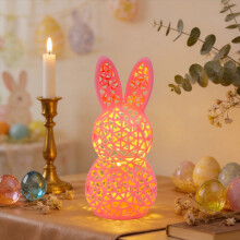 Lámpara nocturna de conejito de Pascua, lámpara de conejo hueca de 12,4 cm para decoración de mesa de Pascua, luz de Pascua de primavera,