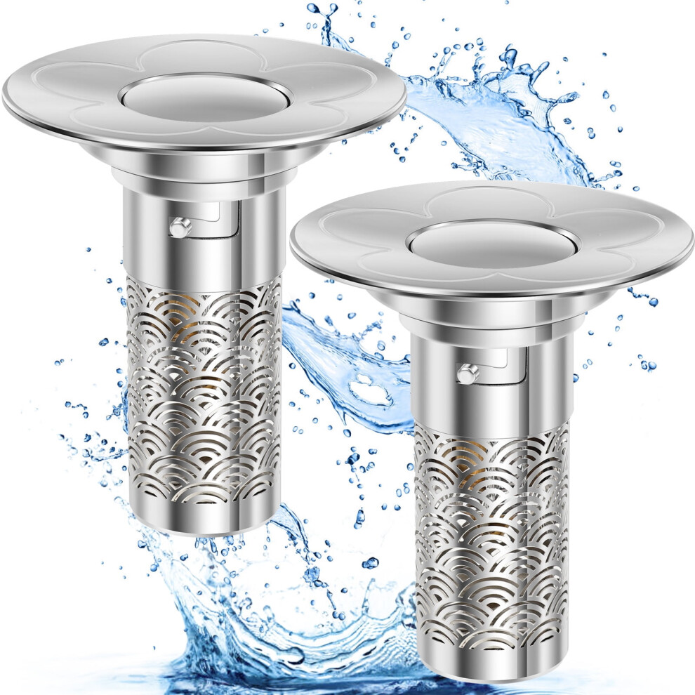 2Pcs Pop Up Sink Drain Strainer, 304 Ss, Removable Filter Basket, Fits 1.1"-1.38" Hole 9358459369195