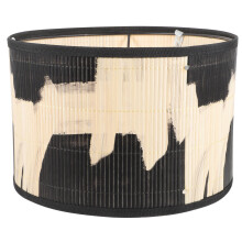 Abajur de lampă din bambus cu imprimeu abstract pentru decorarea casei, negru, 7,9 inci