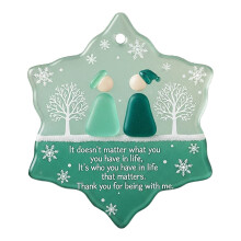 Handgemaakte kersthanger met sneeuwvlok en zeethema - 8 cm (3,14 inch) hangend ornament, feestelijke decoratie voor de kerstboom en een ideaal