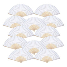 30/20/10 Pack Hand Held Fans White Paper fan Bamboo Folding Fans Handheld Folded Fan for Church Wedding Gift, Party Favors, DIY Decoration
