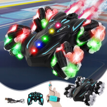 Coche acrobático RC de rotación de precisión - Control de patrón de 10, 40 minutos de autonomía y luces LED secuenciales - Negro. Set de