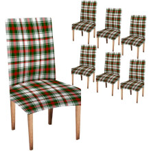 Jultröja med rutiga stolsöverdrag (röd/grön/vit), set med 6, avtagbara och tvättbara, kompatibla med Parson Chairs