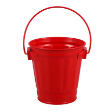 1 stuk kleine metalen emmer met handvat, rood ijzer, voor decoratieve doeleinden, 9,30 x 9,00 x 9,00 cm