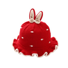 Baby Girl Knitted Winter Earflap Hat With Bow Soft Warm Windproof Cold Weather Cap