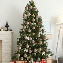 Weihnachtskugeln aus Satin, 8,5 cm (3,35 Zoll) große Seiden-Hängedekoration, Vintage-Weihnachtsbaumschmuck für Feiertage und Hochzeiten
