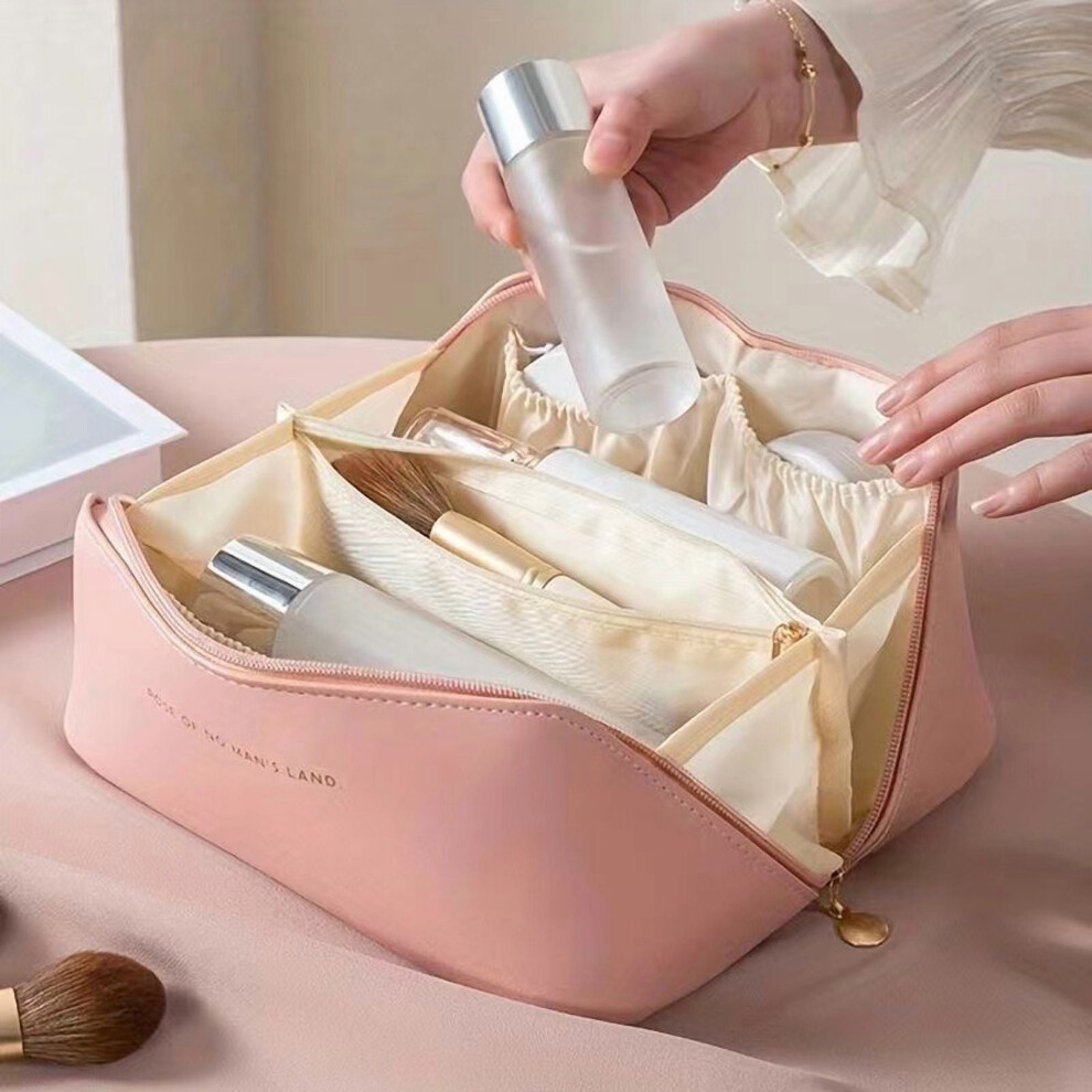 Pu High-End Pillow Bag Multi-Layer Cosmetic Bag Storage Travel Toiletry Bag Thickeneded Cosmetic Cosmetics Bag Storage Bag
