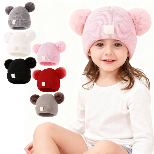 Gorro de punto mini DAMAI con doble pompón