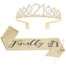 21st Birthday Sash Set – Sweet 21 Sash, Pearl Brooch & Shoulder Strap (3-Piece) – Compatible with Party Favors