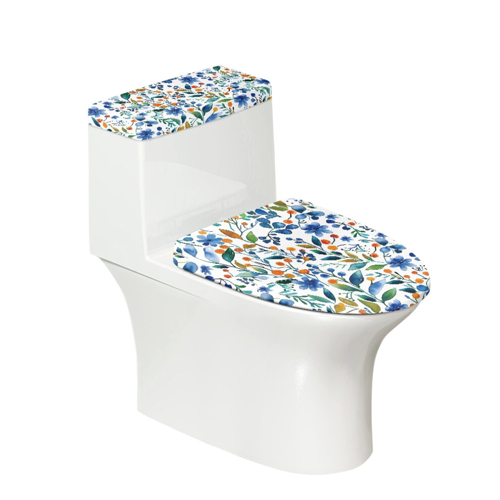 Floral Pattern Bathroom Toilet Lid Cover Set, Machine Washable Polyester Toilet Lid Covers Set, 17X21 Inches 9028731558844