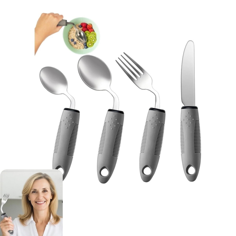 Adaptive Utensils Set,Weighted Silverware for Parkinsons Patients Arthritic Hands, Adaptive Eating Utensils for Disabled People Elderly