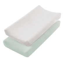 2Pcs Cotton Changing Pad Covers with Elastic Straps – Soft, Breathable, Travel-Friendly, Compatible with Standard Pads