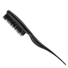 Salon Hairbrush Black Natural Boar Bristle Brush Ergonomic Handle for Styling