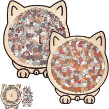 135-Piece Cat-Shaped Wooden Puzzle with Stand, Silhouette Frame & Acrylic Cover – Perfect Home Decor for Cat Lovers