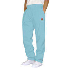SYMOID Big & Tall 4XL Light Blue Lounge Pants – Elastic Drawstring Waist, Wrinkle-Resistant, Machine Washable, Loose Straight Leg