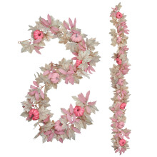 Pink Pumpkin and White Maple Fall Garland 5.7FT