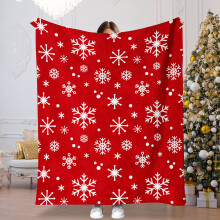 Christmas Blanket Red Snowflake Print 39x51Inch Soft Warm Throw for Holiday Decor and Winter Comfort