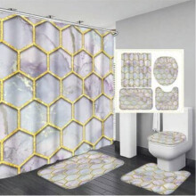 1pc/4pcs Marble Texture Geometric Pattern Bathroom Accessori