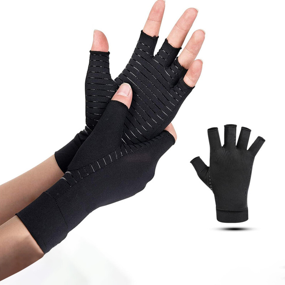 Copper Fiber Wrist Support Gloves,Half Finger Silicone Grip 7.87x4.33in,Cycling Hand Protection Sleeve