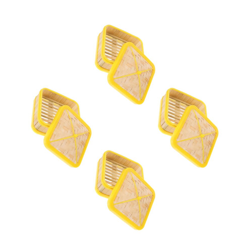 8Pièces Panier Bambou Bois Clair Cuisine