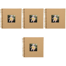 4St Draagbaar Fotoboek Khaki Met Ijzeren Ring En Papieren