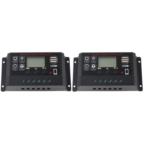 2St Solar Generator Controller 12V Zwart Met Overstroom Beveiliging