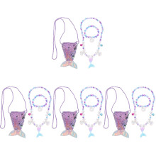 4Sets Ketting En Armband Set Met Paarse Schelpen