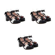 3Paren Dames Strik Zwart Comfortabele Heeled Lady Footwear