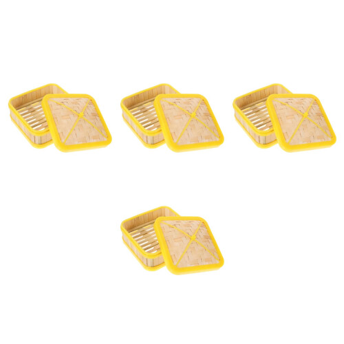 8Pièces Panier Bambou Bois Clair Cuisine 1