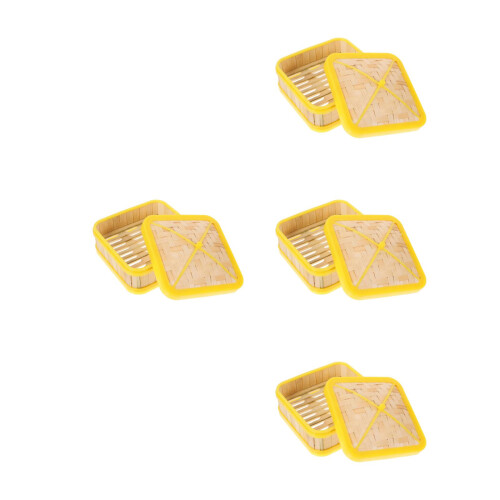 8Pièces Panier Bambou Bois Clair Cuisine 2