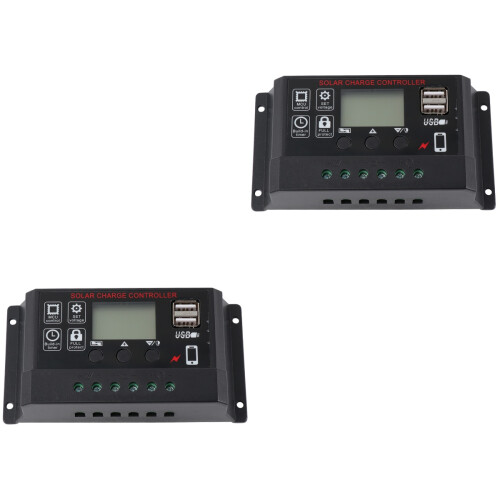 2St Solar Generator Controller 12V Zwart Met Overstroom Beveiliging 2