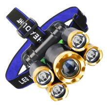 Lampe frontale rechargeable à faisceau réglable avec fonction zoom, lampe torche LED étanche pour les amateurs de plein air et les utilisateurs
