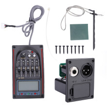 Guitar Tuner with5Band Preamp Amplifier Equalizer Piezo Pickup LCD Display Loudness Control Volume Knob Compatible with Acoustic Guitars Featuring
