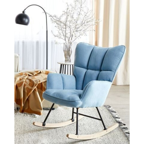 Beliani Rocking Chair OULU Fabric Light Blue 1