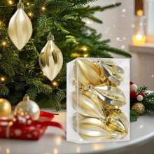 12er-Pack Christbaumkugeln, matt und glänzend, Metallic-Finish, leichte Hängekugeln für festliche Weihnachtsdekoration, 14,5 cm (5,7 Zoll), Gold