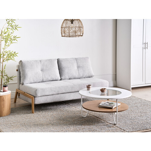 Beliani Sofa Bed 2 Seater EDLAND Fabric Light Grey 2