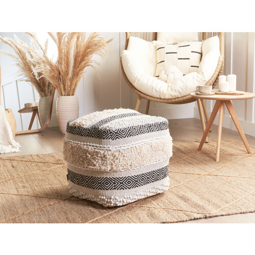 Beliani Pouffe KANAM Cotton Light Beige 1