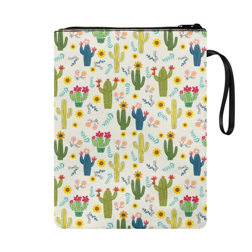 Polyester zipper pouch with cactus pattern for books and 1