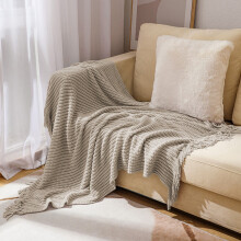 Wendbare Strickdecke in Khaki, superweich und flauschig, 127 x 170 cm, leichte Kuscheldecke für Sofa, Bett und Picknick