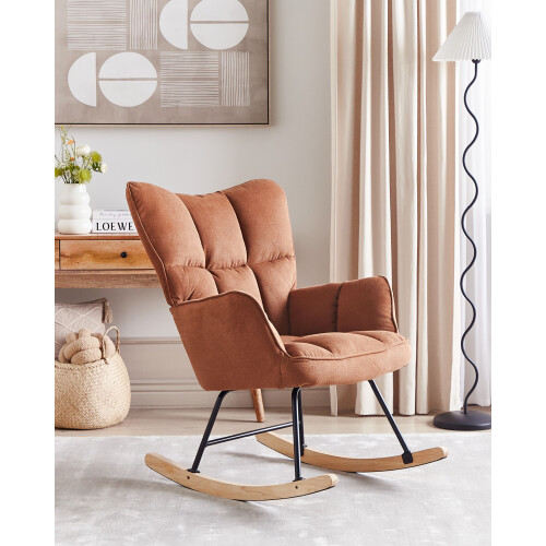 Beliani Rocking Chair OULU Fabric Brown 1