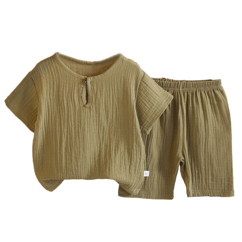 Σετ 2 τεμαχίων για παιδιά για κορίτσια: Henley Top & Ελαστικό σορτς, καλοκαιρινή, casual