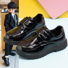 Zapatos de vestir para niños de 4 a 14 años con cierre de correa brillante, suela blanda, estilo Oxford, zapatos casuales para uniforme escolar.
