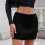 Women's High Waist Knit Skirt Black White Solid Stretchy 1