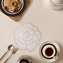 Ronde placemats met rozenmotief, set van 38 cm, goudkleurig geperst vinyl, voor tafeldecoratie, feestelijke bruiloftsdecoratie, afwasbaar.