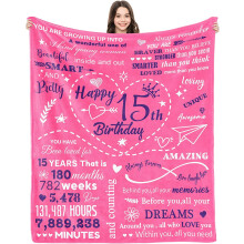 Geschenk zum 15. Geburtstag für Teenager-Mädchen: Decke für Mädchen, Tochter, Enkelin, Schwester (76 x 102 cm)