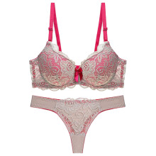 Damen-BH-Set mit dünnen Cups, Spitze und Farbblock-Design, formende Push-up-Unterwäsche