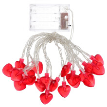Herzförmige LED-Lichterkette, batteriebetrieben, Mini, Rot, Valentinstag, Rot